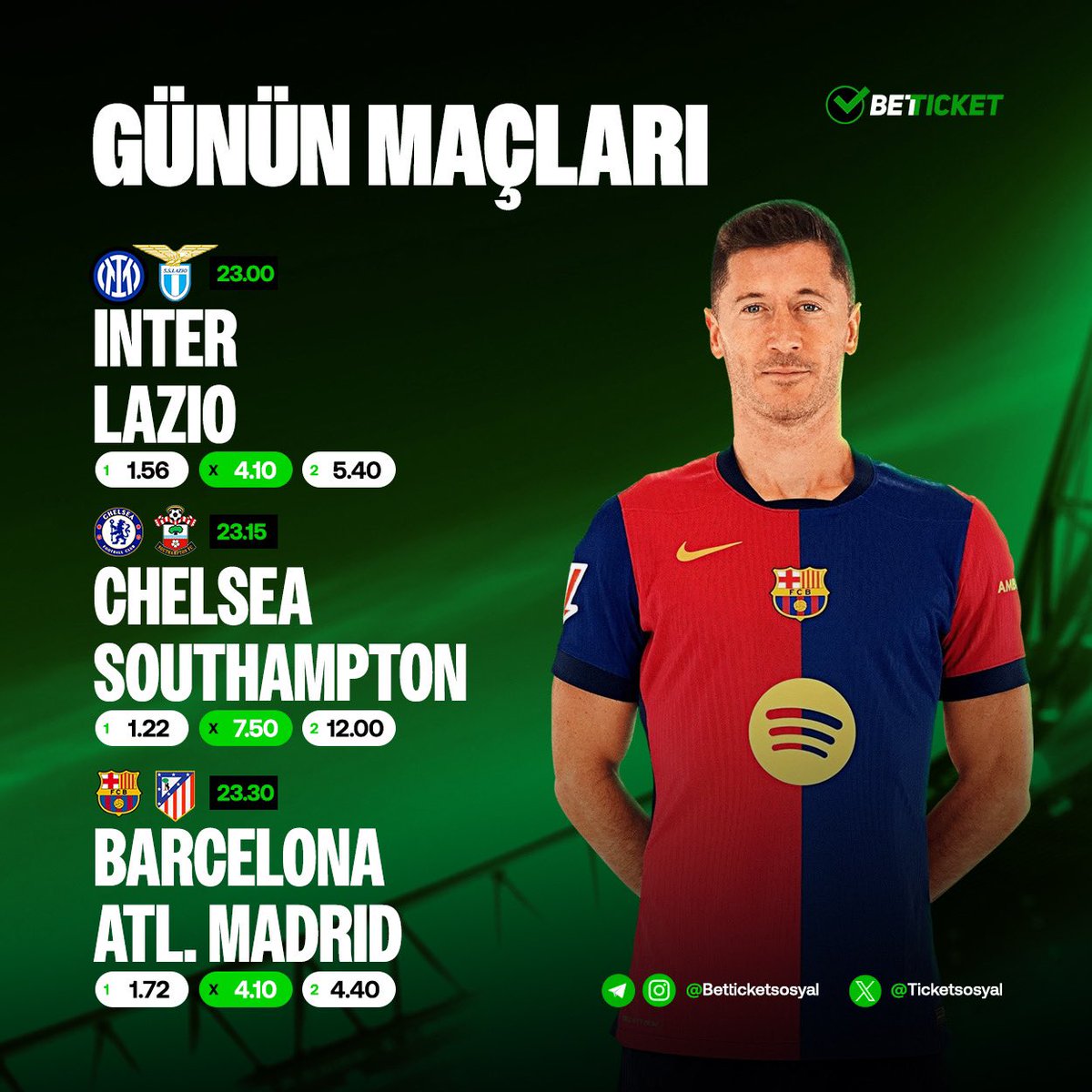 ⚡️Günün Maçlarında BETTICKET'In arttırılmış oranlarını gördünüz mü ? Bugün tam size göre 🤩

🔗 BETTICKET’ın kazandıran dünyası seni bekliyor: ws.tc/betticketgiris