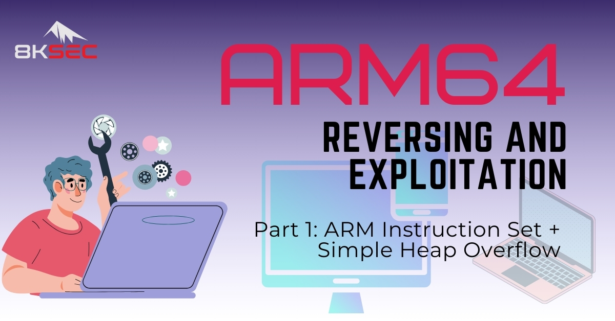 Understand ARM64 reversing and exploitation with a breakdown of the ARM instruction set, registers, and a step-by-step simple heap overflow exploit. Read more: 8ksec.io/arm64-reversin…  
Learn all about ARM assemble and exploitation from our course at academy.8ksec.io/course/offensi…