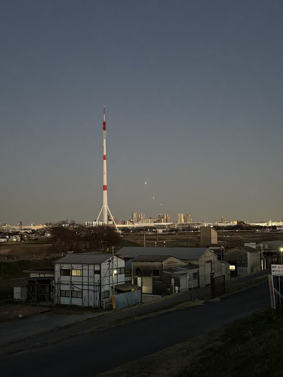 埼玉県の秋ヶ瀬公園から東の方向に、謎の飛行物体。なんだろう？