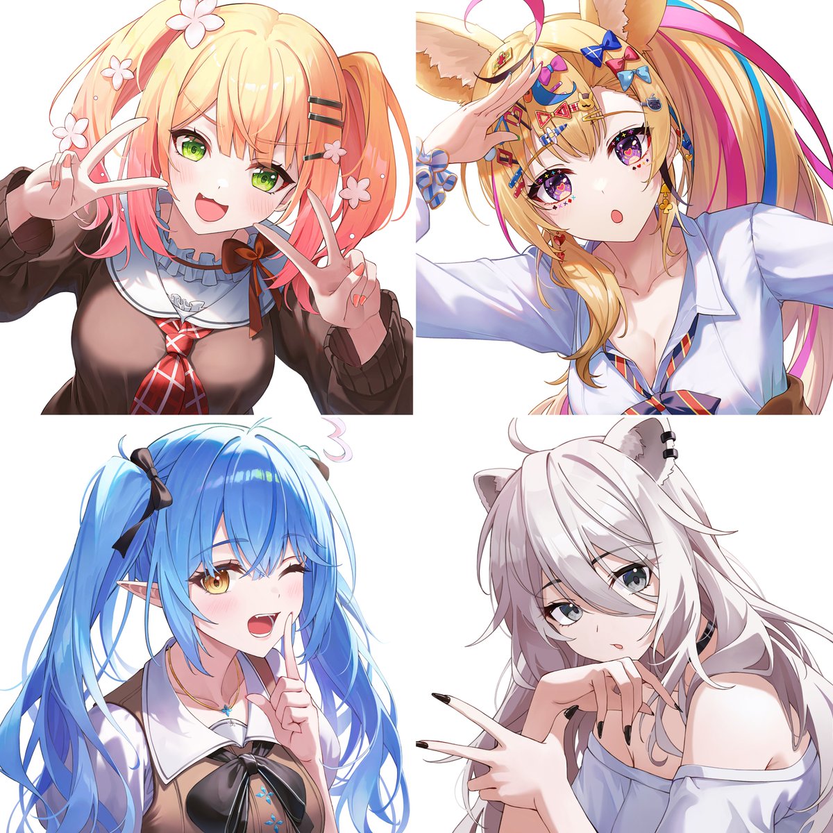 桃鈴ねね ,尾丸ポルカ ,獅白ぼたん ,雪花ラミィ 「네!포!라!보! (