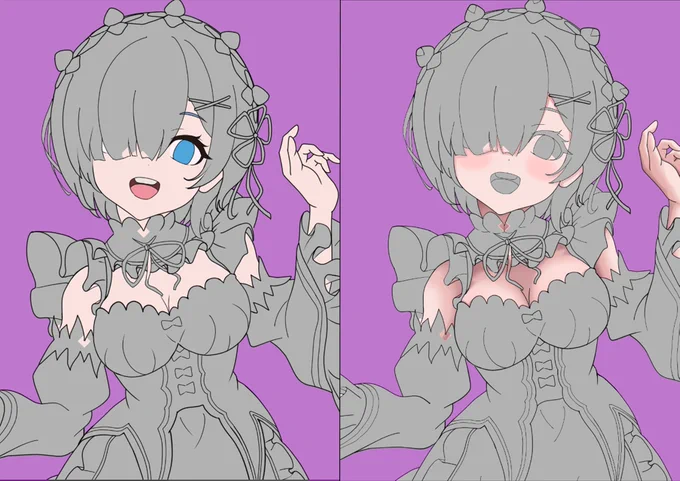 塗りの途中で線の太さが気になり修正しました。イラストも進行度60%くらい、この画像より進んでますがもう少しかかります。#イラスト #みんなで楽しむtwitter展覧会 