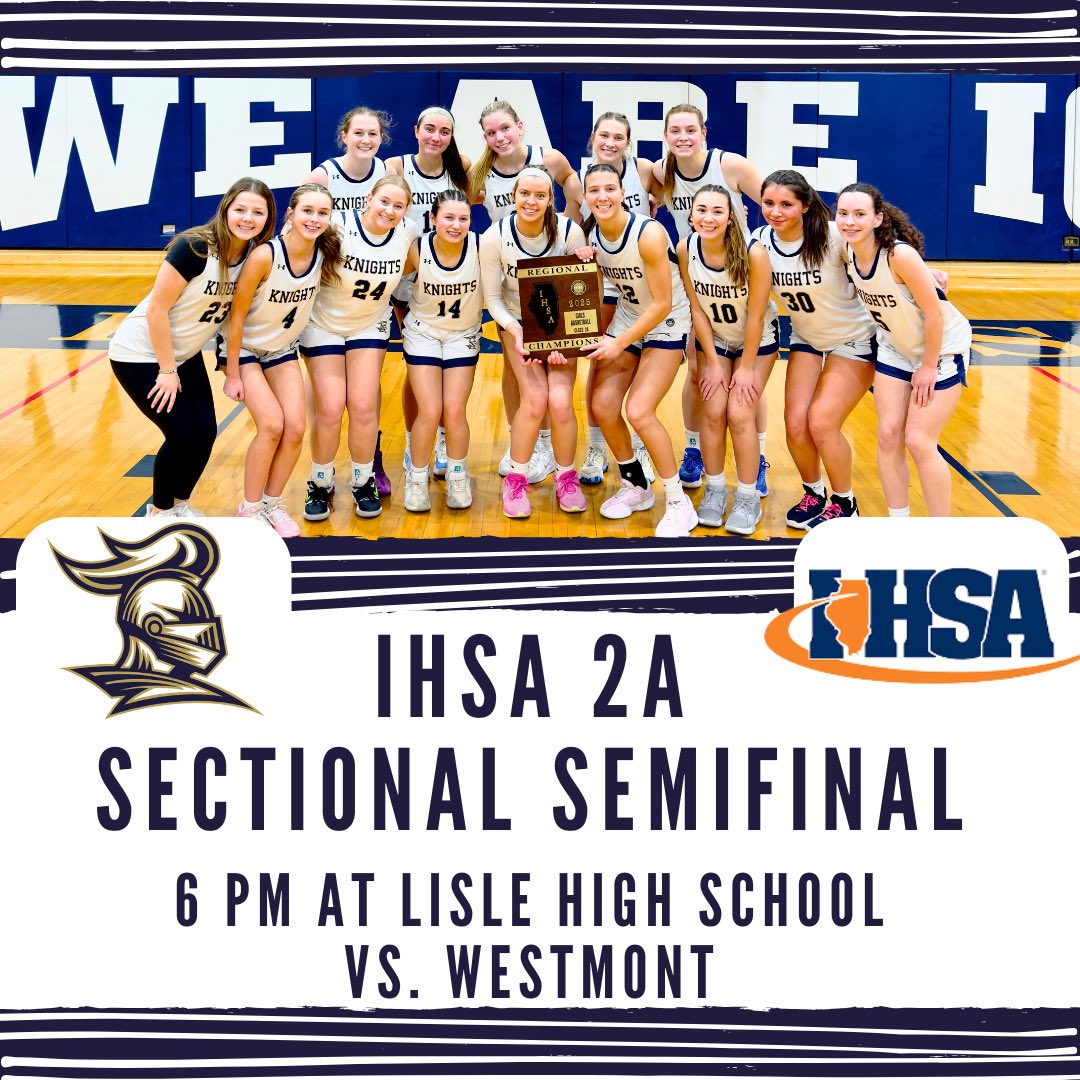 GAME DAY! The Knights travel to Lisle High School for the Sectional Semifinal game against Westmont. Game starts at 6. Tickets can be purchased on the link in the bio.  Go Knights!!