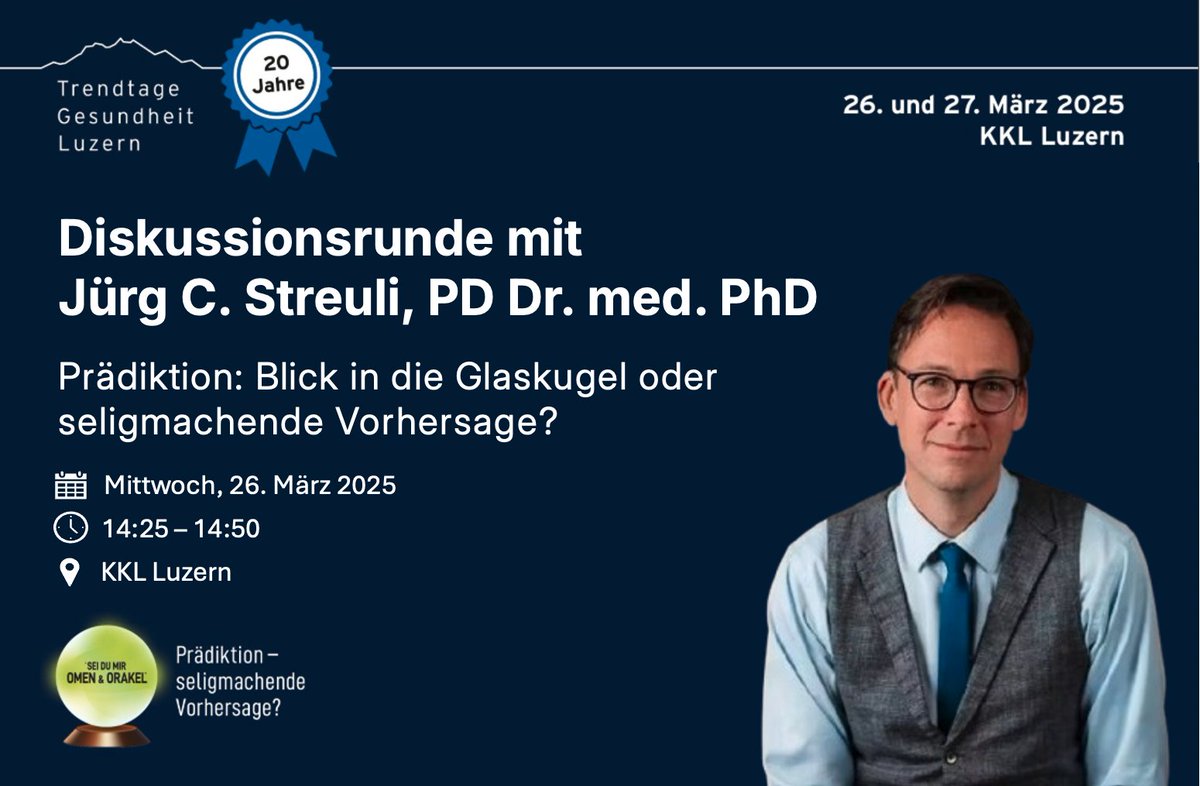 🔮 Prädiktion in der Medizin – Revolution oder Risiko? Von der Früherkennung bis zur Ressourcenplanung: Was leisten prädiktive Modelle wirklich, und wo liegen die Grenzen?
Diese Fragen diskutieren Expert:innen an den #TrendtagenGesundheit.
➡️ Mehr: tinyurl.com/y3mn8th5