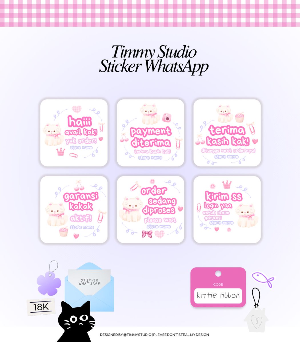 timmystudio's tweet photo. Haiiii guyss, tolong bantu retweet yaa 💗

⚬ ⚬ ⚬  timmy ada 6 ready stock sticker whatsapp 

🍏 free retext toko/username
🍎 retext sticker +500-1000/sticker ya (karena biasanya aku susun ulang lagi ��) 

Bisa langsung kamu take by dm ☘️

#zonauang #zonaba https://t.co/o4KNjEeBwl