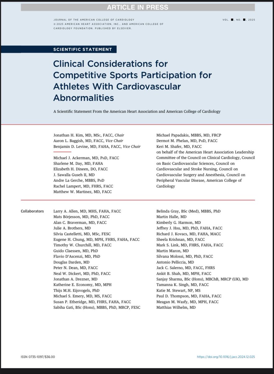 The first U.S. consensus on athletes with CV abnormalities came in 1985 (Bethesda). Since then, we’ve shifted from restriction to shared decision-making (SDM) &amp; individualized risk assessment.

This new AHA/ACC statement reflects 40 years of progress—balancing performance, safety