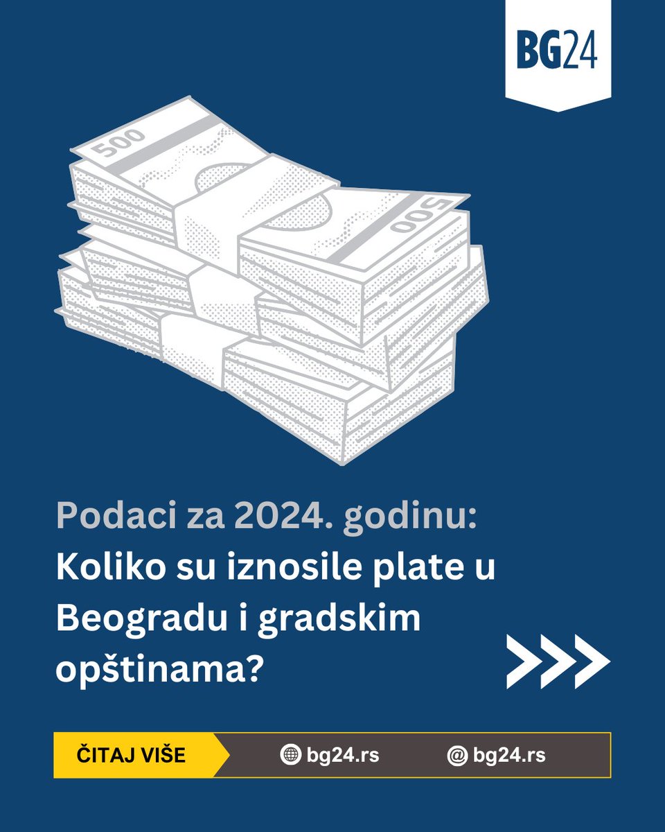 BG24rs's tweet photo. Republički zavod za statistiku @StatistikaSrb objavio prosek plata za Beograd i gradske opštine u 2024. godini.

#plate #2024 #zarada #Beograd https://t.co/BKpcRTYO0w