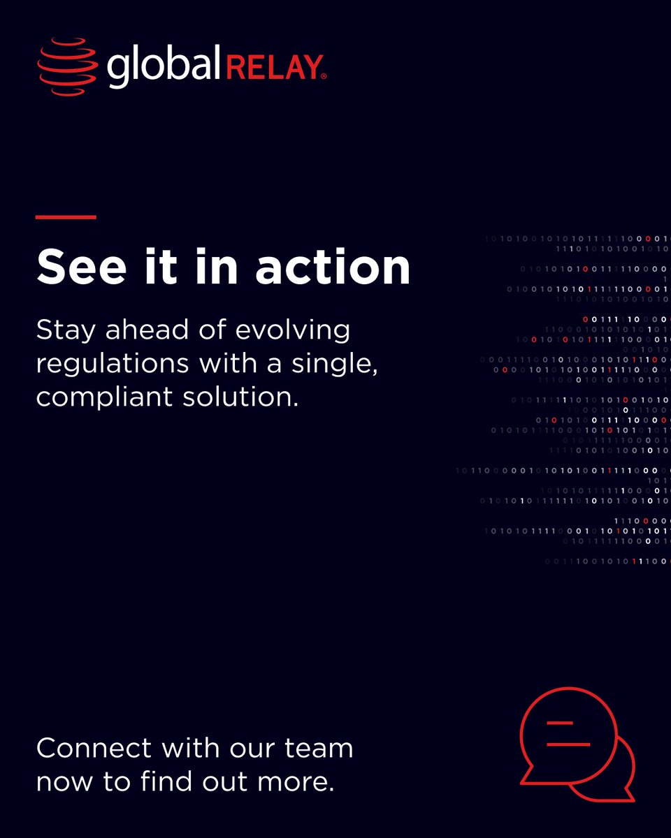 GlobalRelay's tweet image. Seamlessly capture, archive, and manage your organization's IM communications with a single, compliant platform. Learn more: ow.ly/g1Ja50V58iy

#compliance #connectors