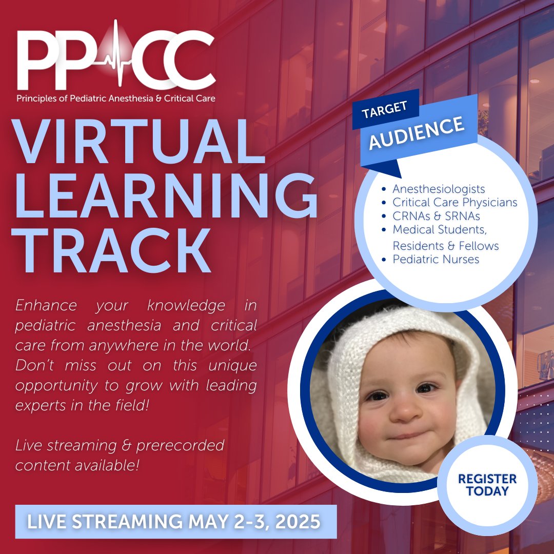 Principles of Pediatric Anesthesia & CC Conference (@pedanesthesiacc) on Twitter photo Enhance your #pedsanes & #criticalcare skills & knowledge from anywhere in the world. Don’t miss this unique opportunity to grow with leading experts in the field! Live streaming & prerecorded content available! #PPACC25 @BCH_Anesthesia <a href="/CHOP_GenAnesth/">CHOP Division of General Anesthesiology</a>
ow.ly/9VyO50V5GHI Enhance your #pedsanes & #criticalcare skills & knowledge from anywhere in the world. Don’t miss this unique opportunity to grow with leading experts in the field! Live streaming & prerecorded content available! #PPACC25 @BCH_Anesthesia <a href="/CHOP_GenAnesth/">CHOP Division of General Anesthesiology</a>
ow.ly/9VyO50V5GHI