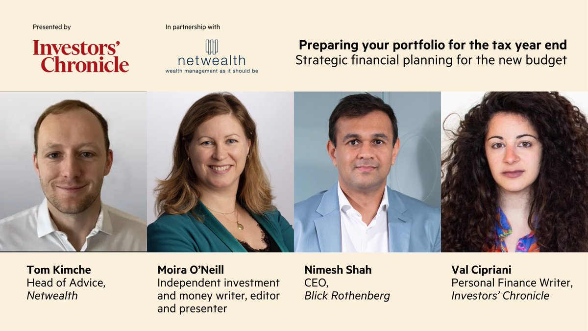 On 11 March at 2pm you can join us for a free webinar and hear from four expert speakers in partnership with <a href="/netwealth/">Netwealth</a> 

They will be offering their expert advice and answering key questions including, how should investors approach portfolio rebalancing ahead of the tax year