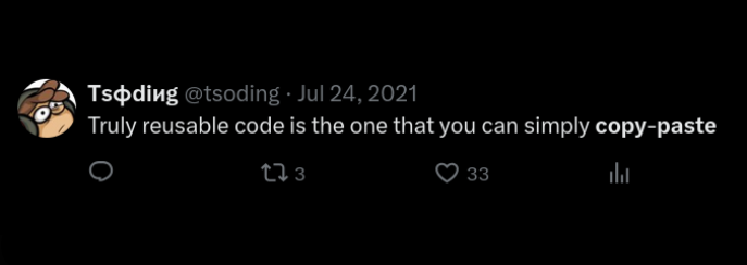 tsoding's tweet photo. Still holds true to this day. You can shove all your "beautiful" interfaces and abstractions up your ass. https://t.co/FEPrfBXk3H