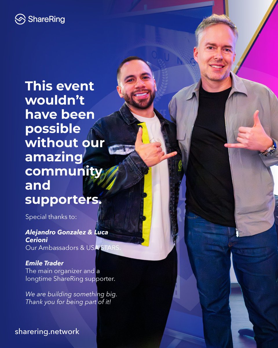Huge thanks to our amazing community and supporters! 🙏 Special shoutout to Alejandro Gonzalez, Luca Cerioni, and Emile Trader (<a href="/emiletrade/">Emile Machado</a>) for your leadership! 🌟 Let’s keep building the future together! 💪

#digitalme  #blockchaincommunity  #eventsuccess #gratitude #networking