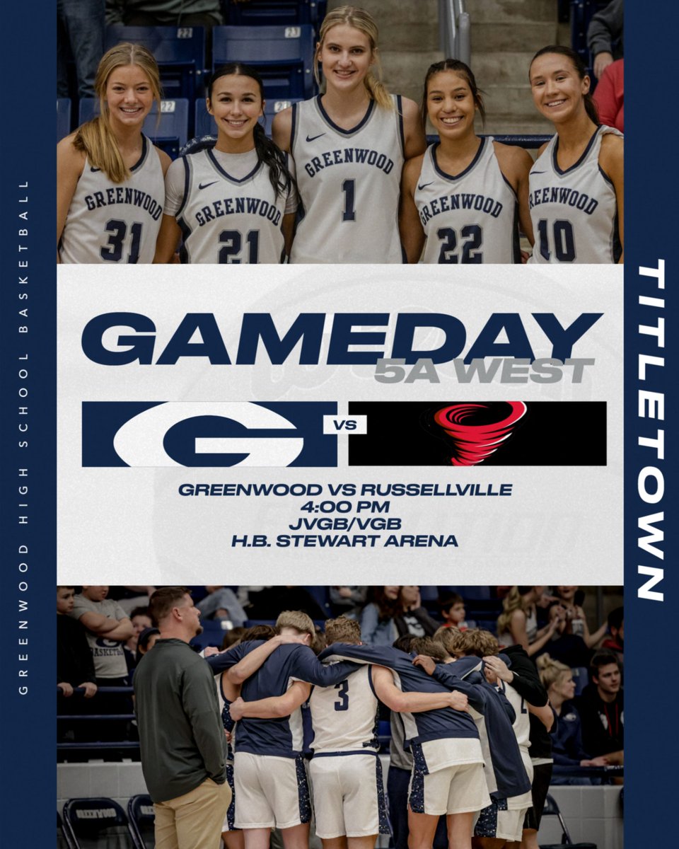 GAMEDAY🏀
🆚 Russellville
⌚ 4:00 PM (JVGB/VGB)
📍 Greenwood High School
📺 youtube.com/@GreenwoodSpor…
#BulldogPride | #Titletown