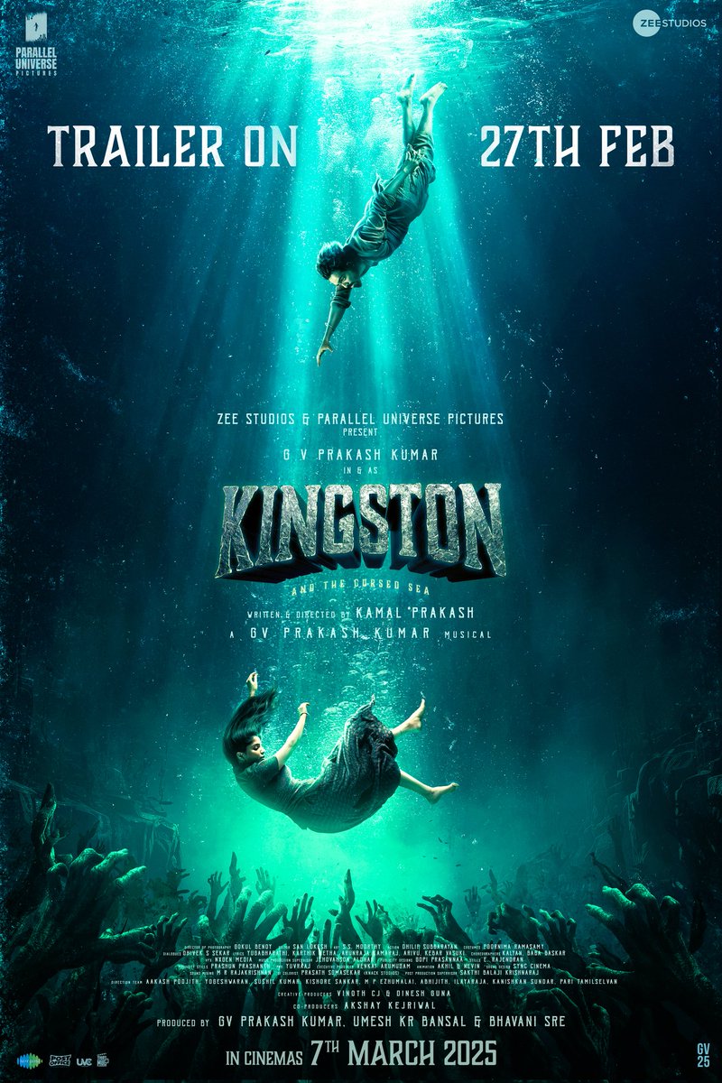 Zee Studios South (@zeestudiossouth) on Twitter photo Gear up to dive into the world of #Kingston - TRAILER from 27th February ⚓
The <a href="/gvprakash/">G.V.Prakash Kumar</a> starrer, in cinemas from March 7th.
A film by <a href="/storyteller_kp/">Kamal Prakash</a>.
Produced by @ZeeStudiosSouth and <a href="/ParallelUniPic/">Parallel Universe Pictures</a>.
<a href="/divyabarti2801/">Divyabharathi</a> <a href="/gokulbenoy/">gokul benoy</a> <a href="/dhilipaction/">Dhilip Subbarayan</a> <a href="/Sanlokesh/">Sanlokesh Editor</a> Gear up to dive into the world of #Kingston - TRAILER from 27th February ⚓
The <a href="/gvprakash/">G.V.Prakash Kumar</a> starrer, in cinemas from March 7th.
A film by <a href="/storyteller_kp/">Kamal Prakash</a>.
Produced by @ZeeStudiosSouth and <a href="/ParallelUniPic/">Parallel Universe Pictures</a>.
<a href="/divyabarti2801/">Divyabharathi</a> <a href="/gokulbenoy/">gokul benoy</a> <a href="/dhilipaction/">Dhilip Subbarayan</a> <a href="/Sanlokesh/">Sanlokesh Editor</a>