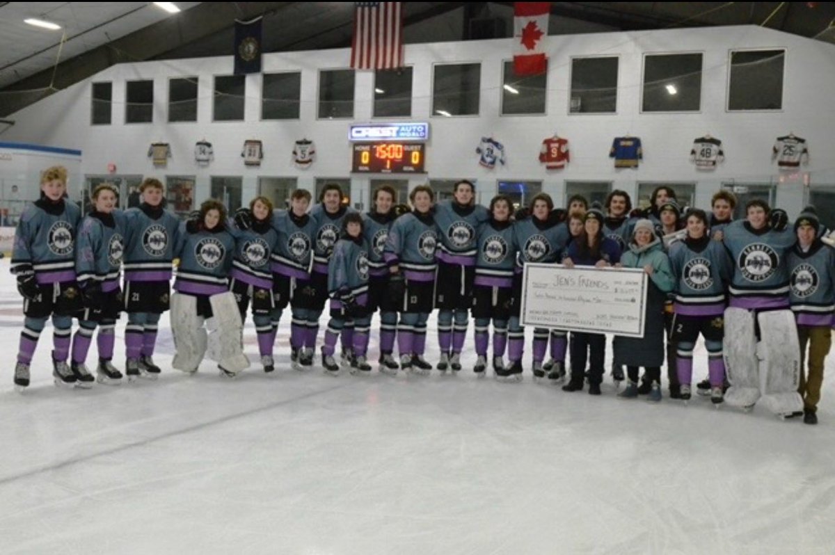 Shoutout to <a href="/KennettAthletic/">Kennett Athletics</a> boys ice hockey, who last night presented a check to Jen’s Friends for $12,659, the proceeds from their 6th Annual Hockey Fights Cancer event. Over six years, $65,000+ has been raised to support those in the MWV battling cancer. pc: Lisa E &amp; Kelley M