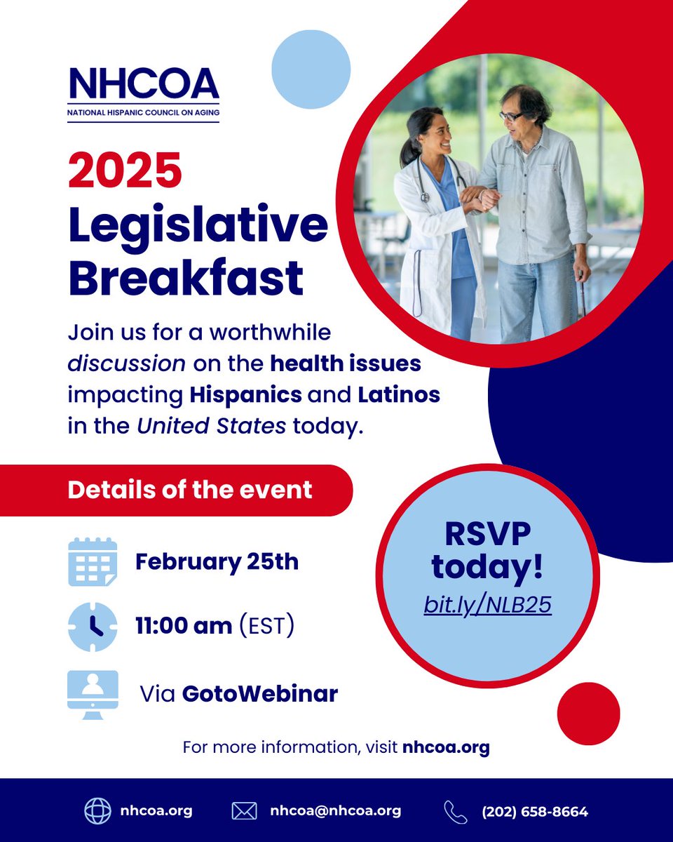 NHCOA's tweet image. ⏰ What does it take to create lasting change in #Latino health?

It starts with conversations like the one we’ll have at NHCOA’s virtual #LegislativeBreakfast TODAY at 11:00 am (EST). This event connects the community directly with lawmakers to discuss chronic health conditions,