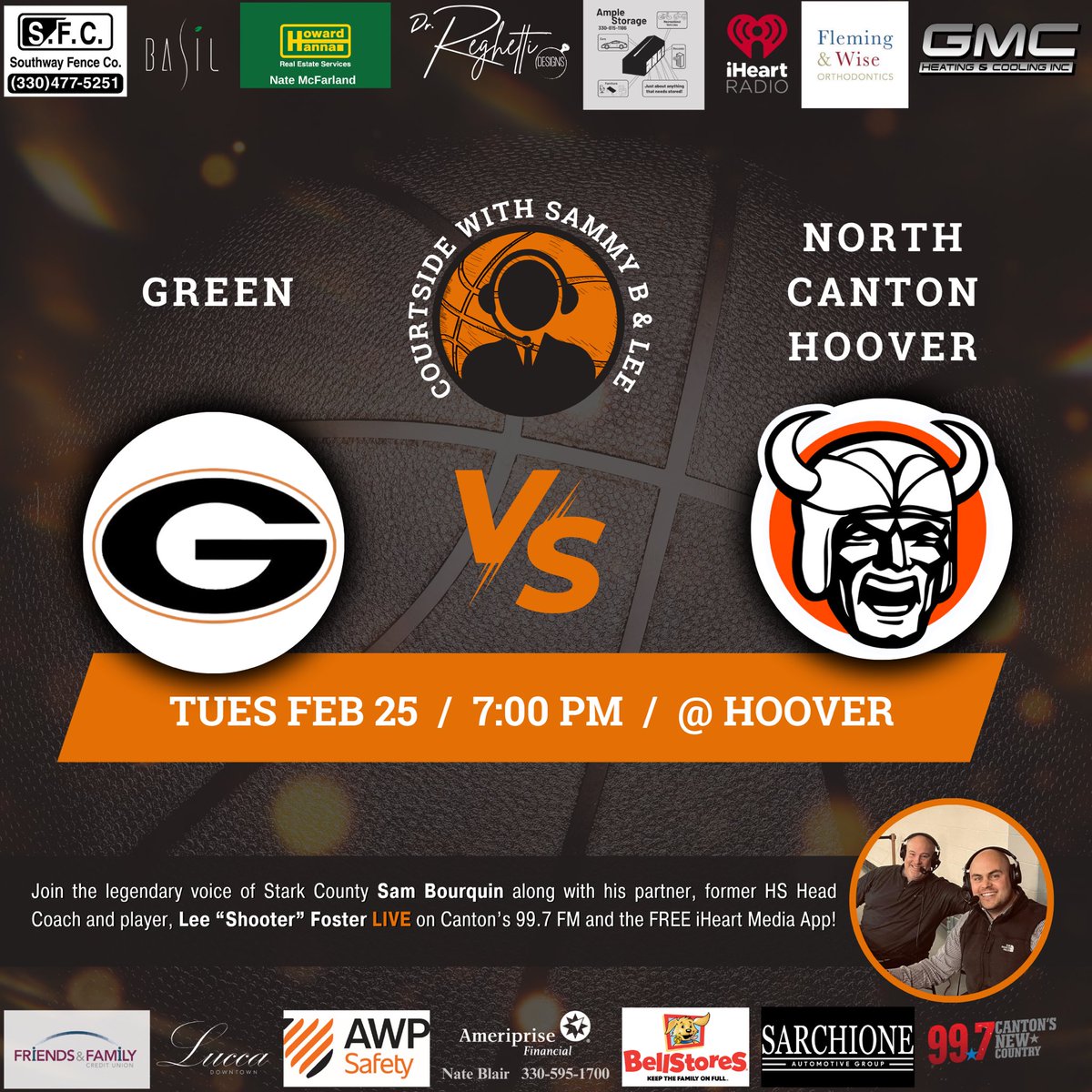 Courtside With Sammy B & Lee (@courtsidesamlee) on Twitter photo 🚨 Tonight join us Courtside for a D2 District Semi Final as <a href="/GreenBoysBball/">Green Bulldogs Basketball</a> travels to <a href="/vikings_hoover/">Hoover Vikings Boys Basketball</a> for an opening round match up between 2 <a href="/FederalLeagueOH/">Federal League</a> teams !! 🏀🔥
Tip Off: 7:00pm ⏰
Tune in LIVE on <a href="/997canton/">99.7 Canton</a> and the FREE <a href="/iHeartRadio/">iHeartRadio</a> App !! 🎧
<a href="/SamBourquin16/">Sam Bourquin</a> 🚨 Tonight join us Courtside for a D2 District Semi Final as <a href="/GreenBoysBball/">Green Bulldogs Basketball</a> travels to <a href="/vikings_hoover/">Hoover Vikings Boys Basketball</a> for an opening round match up between 2 <a href="/FederalLeagueOH/">Federal League</a> teams !! 🏀🔥
Tip Off: 7:00pm ⏰
Tune in LIVE on <a href="/997canton/">99.7 Canton</a> and the FREE <a href="/iHeartRadio/">iHeartRadio</a> App !! 🎧
<a href="/SamBourquin16/">Sam Bourquin</a>