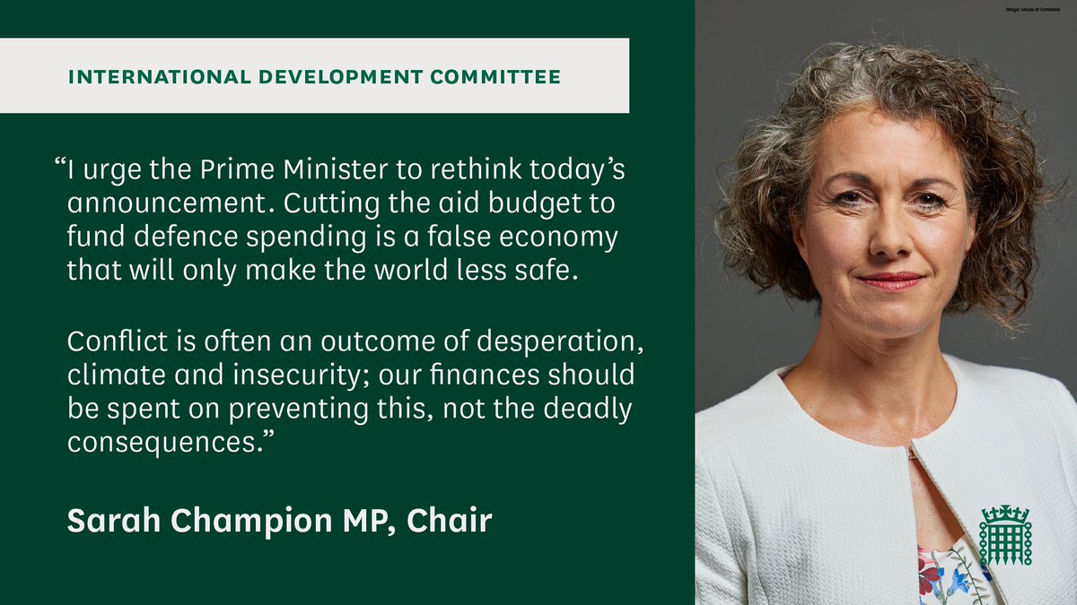 Chair <a href="/SarahChampionMP/">Sarah Champion</a> has responded to the Government’s announcement of cuts to the UK’s foreign aid budget. Find out more👇

committees.parliament.uk/committee/98/i…