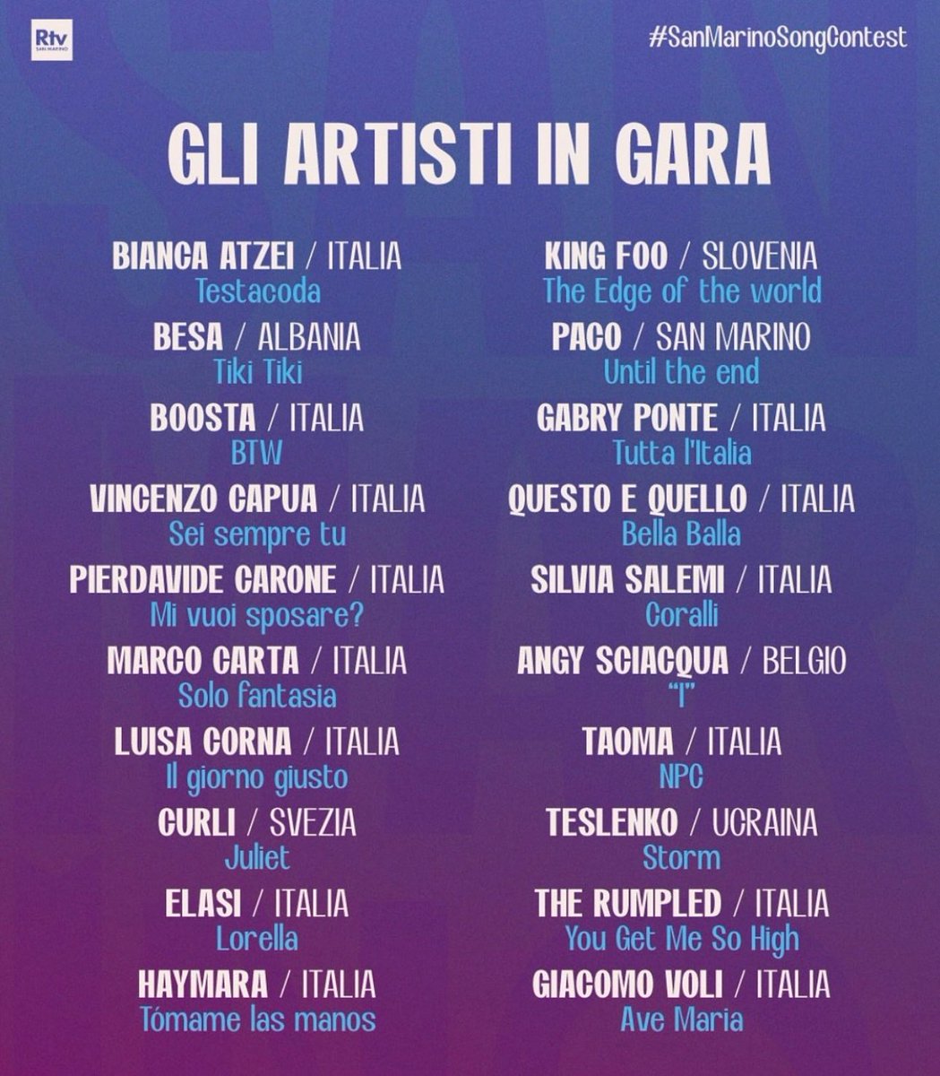 Avete visto il cast del San Marino Song Contest?… L’Italia che sfida l’Italia!..
#eurosong2025 #ESC2025