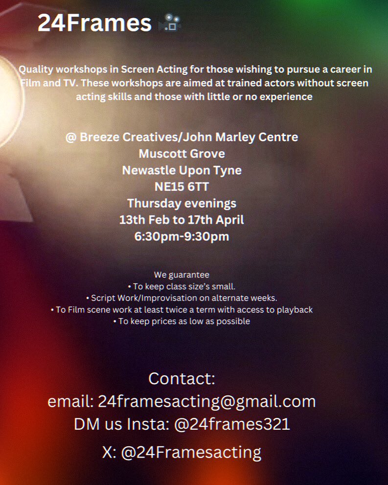 🎬🎬🎬Not long now until our flagship term of screen acting workshops. Limited places available so get in NOW!
DM to secure your place! 
10% discount for recent performing arts graduates.
#acting #actorslife #actortraining #actingcareer #tvacting #filmacting 🎬🎬🎬