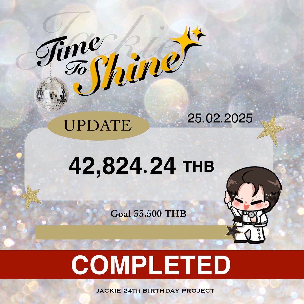 ProjectforJK's tweet photo. ❤️ More than 100% COMPLETED!

ปิดรับโดเนทแล้วนะค้าบ ขอบคุณทุกคนมากๆจากใจเลยที่สนับสนุนปจให้ผ่านไปได้ด้วยดีเสมอ🫶🏻

*เงินส่วนเกินจากที่ตั้งไว้ ขออนุญาตนำไปทำบุญแจกอาหารคนยากไร้ร่วมกันนะคะ 🙏🏻

📍ไว้เจอกันเร็วๆนี้ที่จอ MBK 24-30 มี.ค 2568! รับรองจึ้งๆๆ 🤩🫣🪩

#24thJackieTimetoShine https://t.co/hqVozzdmZn