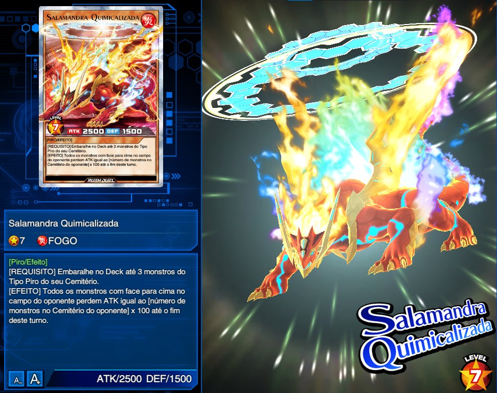 ué?
Des de quando tem um monstro salamandra no Rush Duel?
Não era só o Soul Burn que só tinha monstros salamandras?