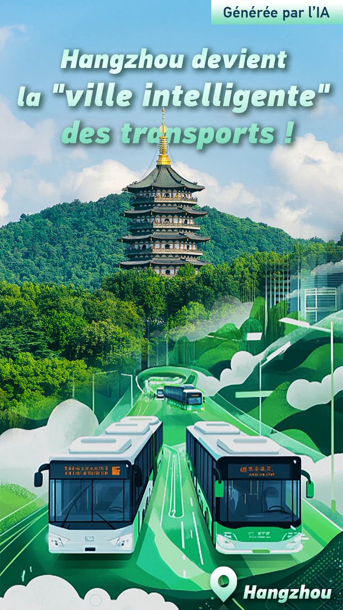 CGTNFrancais's tweet photo. #EconomieChinoise #CGTNFClasseEco #ProduitIA
Hangzhou devient la "ville intelligente" des transports ! Ces innovations rendent les déplacements ultra-pratiques
Nouveautés intelligentes :
✅Réseau de feux intelligent
Plus de 400 km de routes équipés de feux ajustés en temps réel selon le trafic
✅99 lignes de bus à horaire précis, consultable en temps réel sur mobile
✅Système de réservation d'itinéraires personnalisés
Tendance du voyage vert :
Métro + bus + vélos partagés : 70% des touristes choisissent ces options ! Croisières fluviales et vélos rouges pour visiter en mode écolo.
Fonctions pratiques :
Trouvez des places de parking en un clic, paiement automatique
Accessibles aux personnes handicapées, équipements adaptés dans les transports en commun
