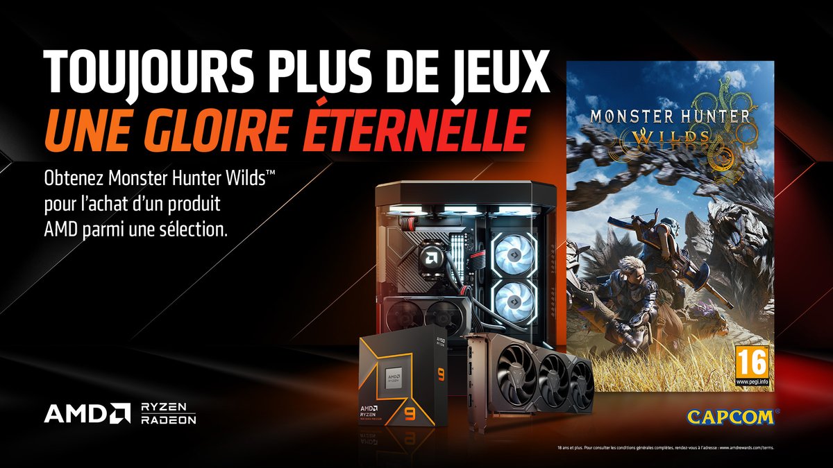 PowerLabFr's tweet image. Explorez une nouvelle frontière sauvage et implacable dans Monster Hunter Wilds™. Obtenez le jeu pour l&apos;achat d&apos;un produit AMD parmi une sélection.

J&apos;en profite =&amp;gt; powerlab.fr/content/188-am…