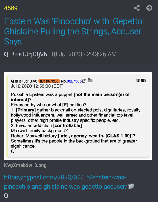 Kabamur_Taygeta's tweet photo. "Puppets" and "Puppet Masters"
Q suggested that Epstein was a puppet (clone) controlled by Ghislaine.
There is a story about Ghislaine keeping a real puppet of Prince Andrew in a closet.
I believe the intelligence agencies they worked for were using clones for blackmail. https://t.co/6eZWdknJqd