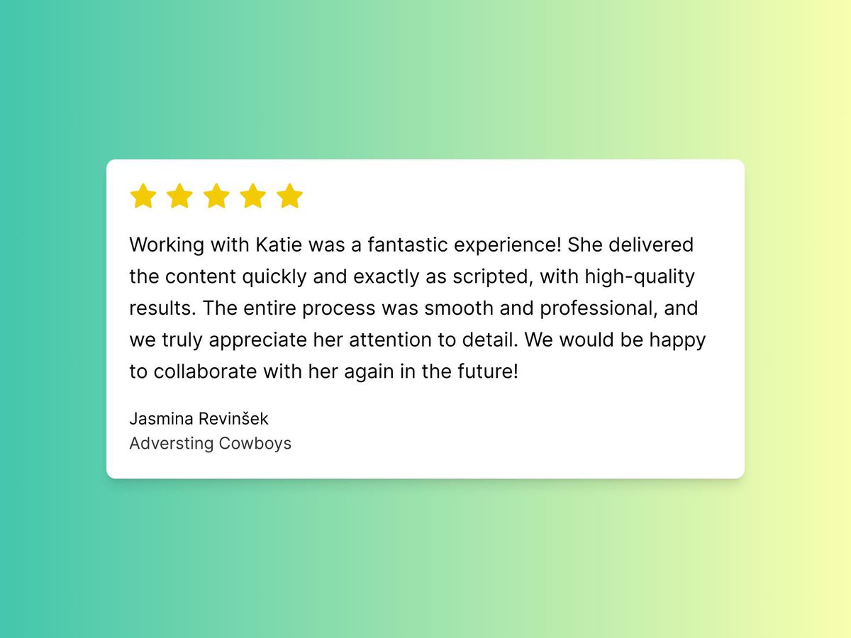 Katie - UGC Creator | Travel Blogger (@famtravelfolio) on Twitter photo New 5 ⭐️ review! 🤩
This project was about delivering high quality, pre-scripted content quickly.
It’s a good sign when a brand you would love to work with again feels the same about you.
#ugccreators #testimonial #ugccommunity <a href="/TrustUgc/">TrustUGC | Build and Share Social Proof</a> New 5 ⭐️ review! 🤩
This project was about delivering high quality, pre-scripted content quickly.
It’s a good sign when a brand you would love to work with again feels the same about you.
#ugccreators #testimonial #ugccommunity <a href="/TrustUgc/">TrustUGC | Build and Share Social Proof</a>