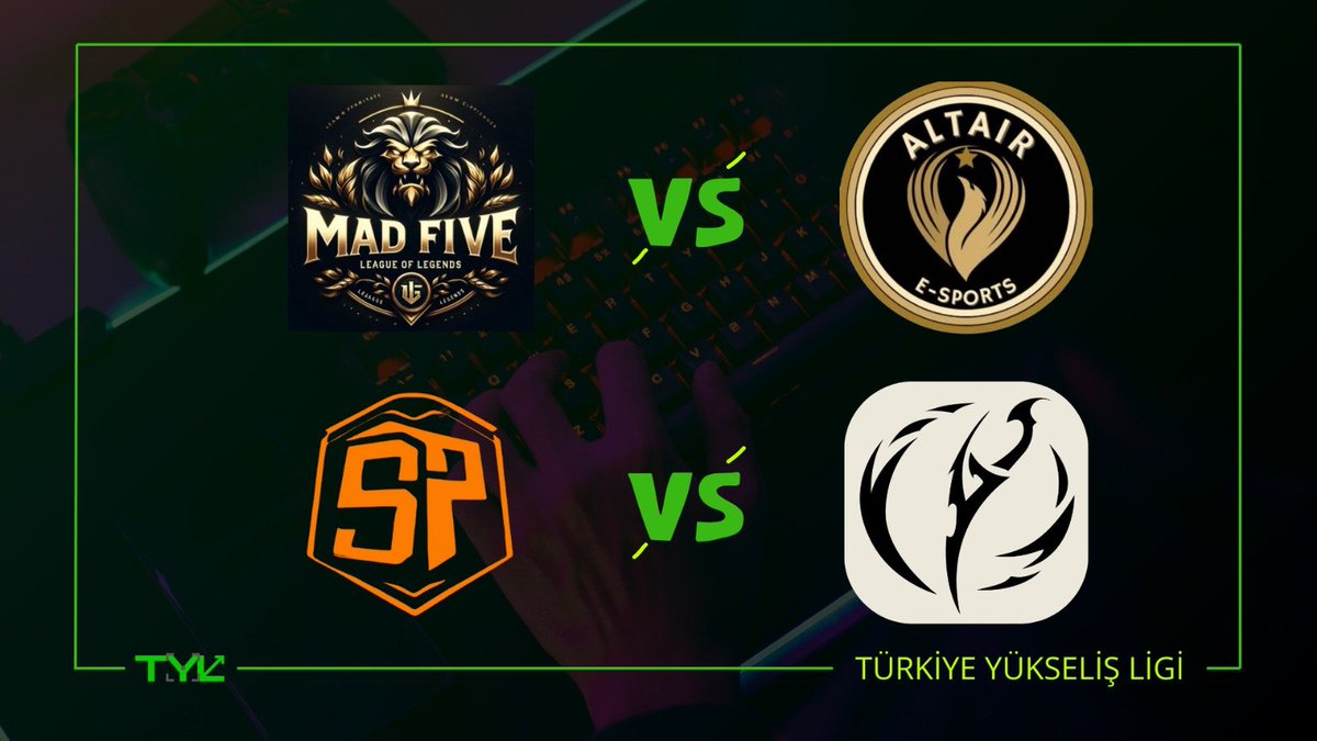 ❗️FİNALİN ADINI BELİRLEME ZAMANI GELDİ❗️

📢Bugün 21.00'da oynanacak olan Yarı Final Karşılaşmalarına herkes davetlidir.

<a href="/MadFiveEspor/">Mad Five</a> 🆚<a href="/AltairEsportsTR/">Altair Esports</a>
Yayın Linki:kick.com/senzumlol

@SPEsports2020🆚<a href="/TenseiEsports/">Tensei E-sports Club</a> 
Yayın Linki:twitch.tv/chesteriv