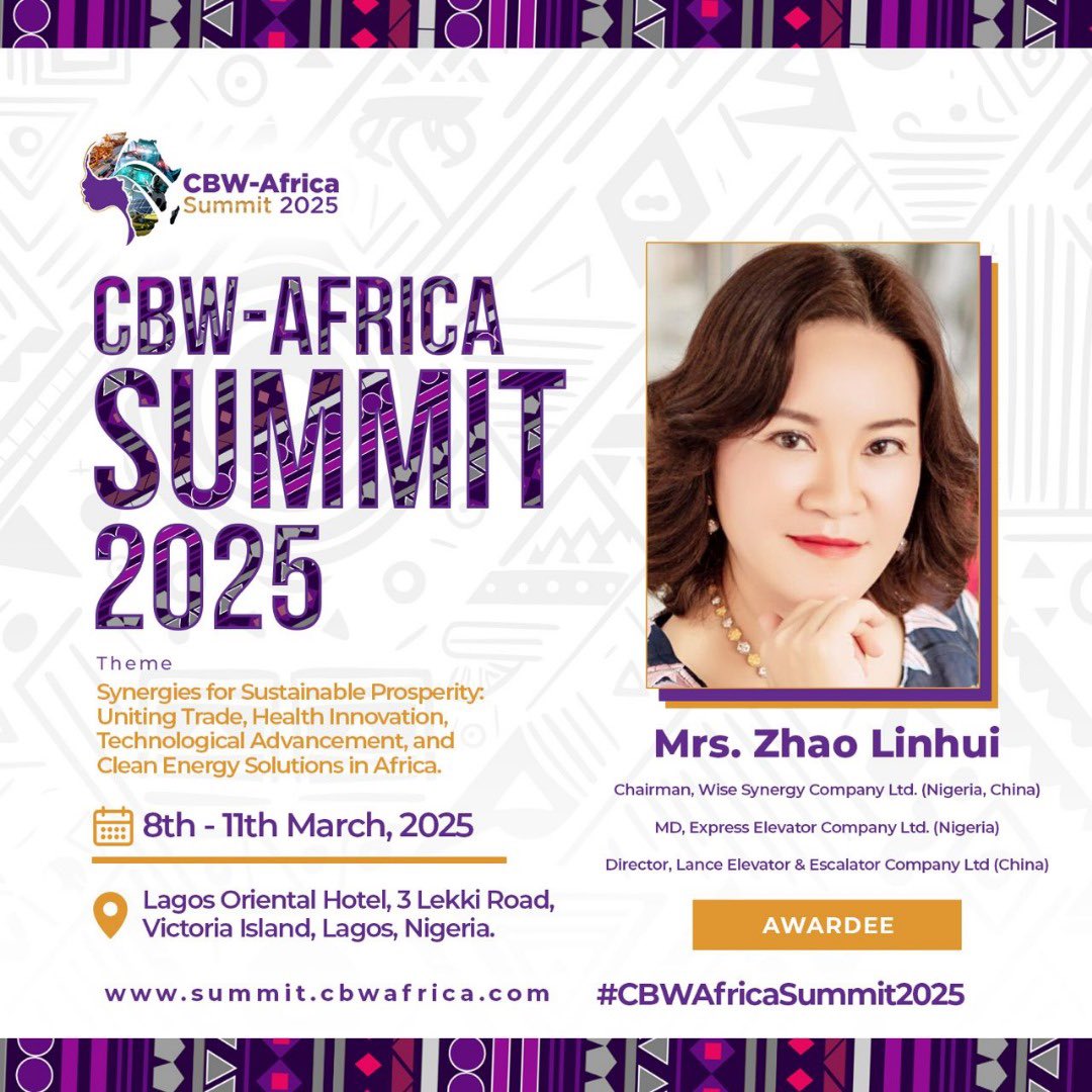 Exp_elevator's tweet image. Africa’s future is here! Join us at the CBW-Africa Summit 2025, Lagos. Don’t miss out.
#CBWAfricaSummit2025 
#InnovationAfrica 
#CleanEnergyAfrica
#CBWAfrica
#sustainabledevelopment 
#womeninbusiness 
#techafrica
#networkingevent 
#lagosnigeria