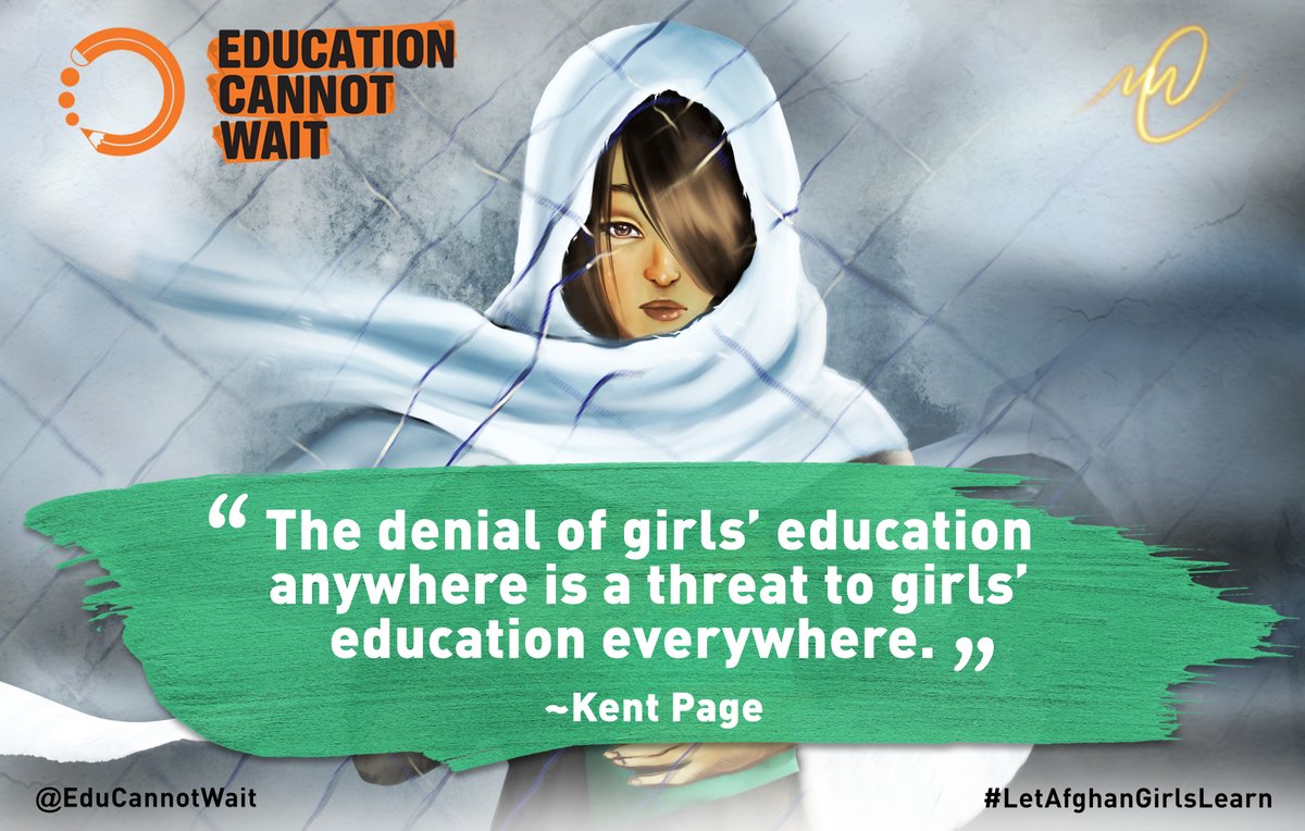 “The denial of girls’ education anywhere is a threat to girls’ education everywhere.” ~<a href="/KentPage/">Kent Page</a>

Please retweet to share globally #AfghanGirlsVoices👉educationcannotwait.org/afghan-girls-v…………     

#LetAfghanGirlsLearn <a href="/FaruqiSomaya/">Somaya Faruqi</a> @ChristinaLamb @FollyBahAJE @AFD_En <a href="/SR_Afghanistan/">UN Special Rapporteur Richard Bennett</a>