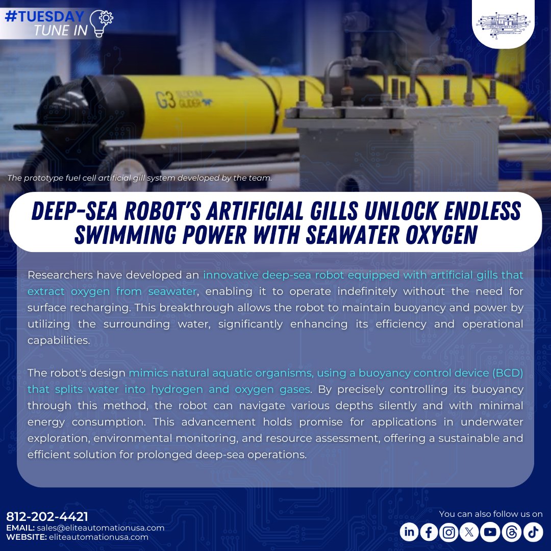 MalachiGreb's tweet image. A Deep-Sea Discovery Like No Other! #TuesdayTuneIn 🌊

Could this be the future of underwater exploration and environmental monitoring?

Let us know what you think! ⬇️

#DeepSeaTech #RoboticsInnovation #UnderwaterExploration #ArtificialGills #OceanTech #Automation
