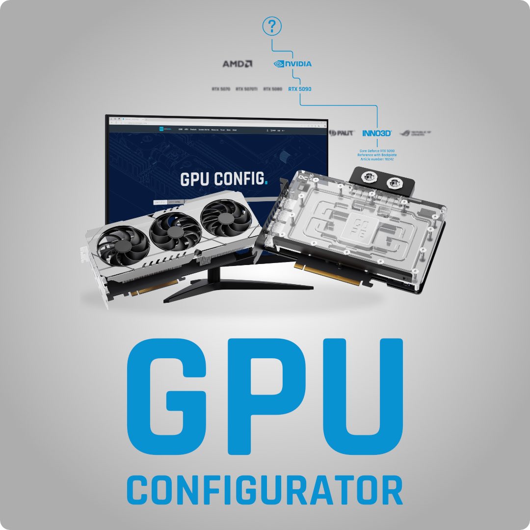 alphacool's tweet photo. Looking for the perfect cooler for your GPU? ❄️
With our GPU Configurator, finding the ideal solution is quick and easy! Just enter your GPU details and discover which coolers are fully compatible. 🔍
Find your Cooler now: https://t.co/mRW1p172Uw
#Alphacool #GPUcooler #CustomCooling #watercooling #CoolingSolutions