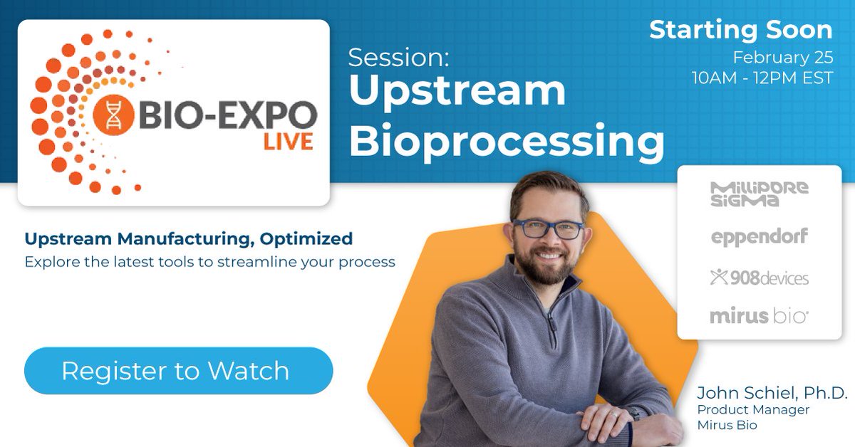 Get your upstream questions answered starting in 30 minutes:

Join Bio-Expo Live momentarily to discover how next-gen #transfection solutions can streamline your AAV manufacturing process.

Don’t miss this chance to upgrade your upstream process!

mirusbio.com/bio-expo-live/