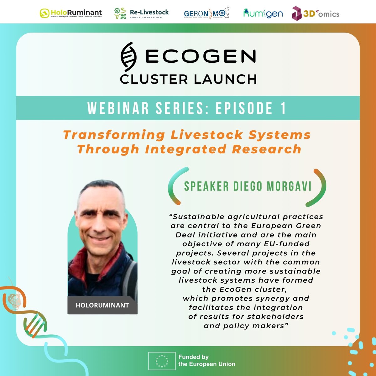 holoruminant's tweet photo. Happening next week - join the first #EcoGen webinar!

Date: 6 March 2025 Time: 11:00–12:30 CET

Meet speaker Diego Morgavi from HoloRuminant!
🔗 Register now: https://t.co/sCnNkAbNSn https://t.co/HRXvUxak05