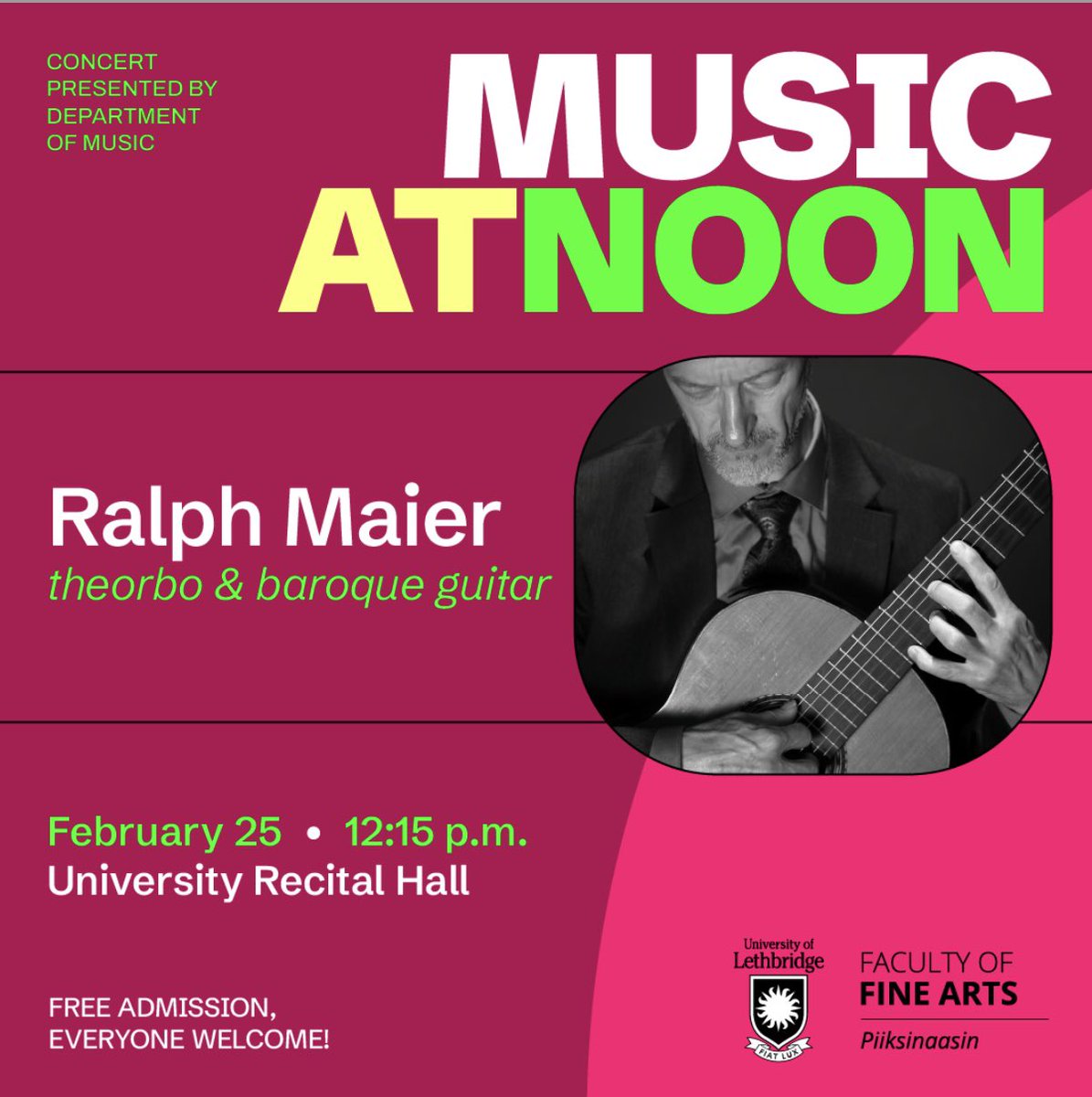 Ralph Maier, theorbo &amp; baroque guitar at the <a href="/UofL_FineArts/">ULethbridge Fine Arts</a>