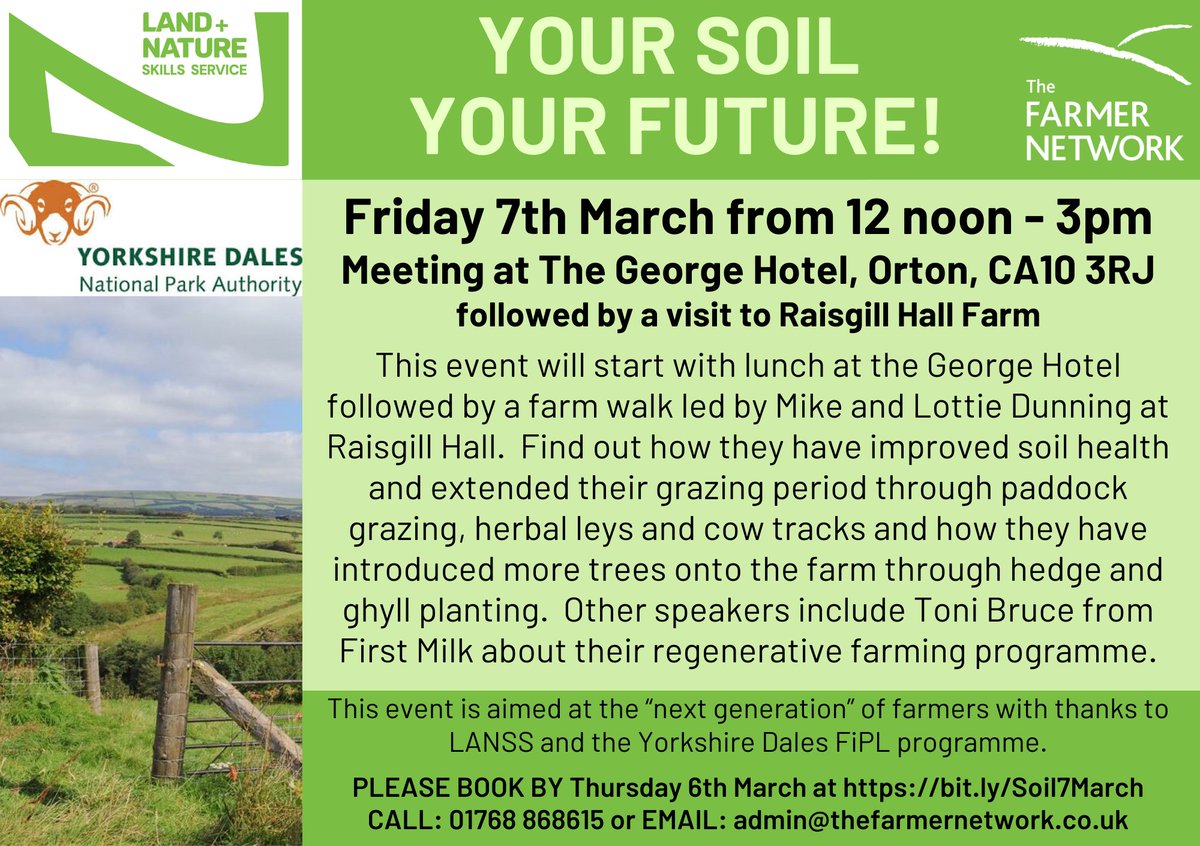 LANSS (@lanss_uk) on Twitter photo Book now to join #LANSS and @farmernetwork1 for the third event in our "Your Soil, Your Future" series, sponsored by <a href="/yorkshire_dales/">Yorkshire Dales National Park</a> FiPL funding! Find out more about #SoilHealth , #RegenerativeFarming and the benefits it can bring.
Book your place at: lanss.uk/events/your-fu… Book now to join #LANSS and @farmernetwork1 for the third event in our "Your Soil, Your Future" series, sponsored by <a href="/yorkshire_dales/">Yorkshire Dales National Park</a> FiPL funding! Find out more about #SoilHealth , #RegenerativeFarming and the benefits it can bring.
Book your place at: lanss.uk/events/your-fu…