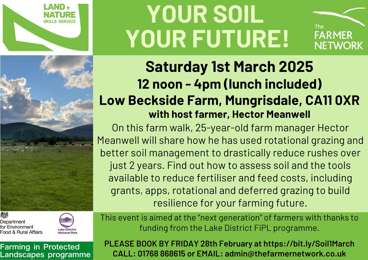 LANSS (@lanss_uk) on Twitter photo Don't forget to book your place on the second of the #LANSS and @farmernetwork1 Soil Management series of events sponsored by <a href="/lakedistrictnpa/">Lake District</a> FiPL funding! Use the link to book your place.
lanss.uk/events/your-fu… Don't forget to book your place on the second of the #LANSS and @farmernetwork1 Soil Management series of events sponsored by <a href="/lakedistrictnpa/">Lake District</a> FiPL funding! Use the link to book your place.
lanss.uk/events/your-fu…