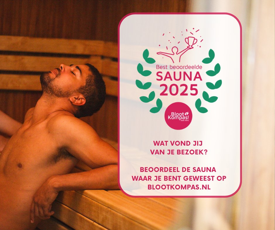 Wist je dat ook sauna's kans maken op een BlootKompas! Award? En jij kan ze daar bij helpen, door een eerlijke review achter te laten op blootkompas.nl! Bij minimaal twaalf reviews maakt jouw favoriete sauna kans op een BlootKompas! Award 2025 🏆!
