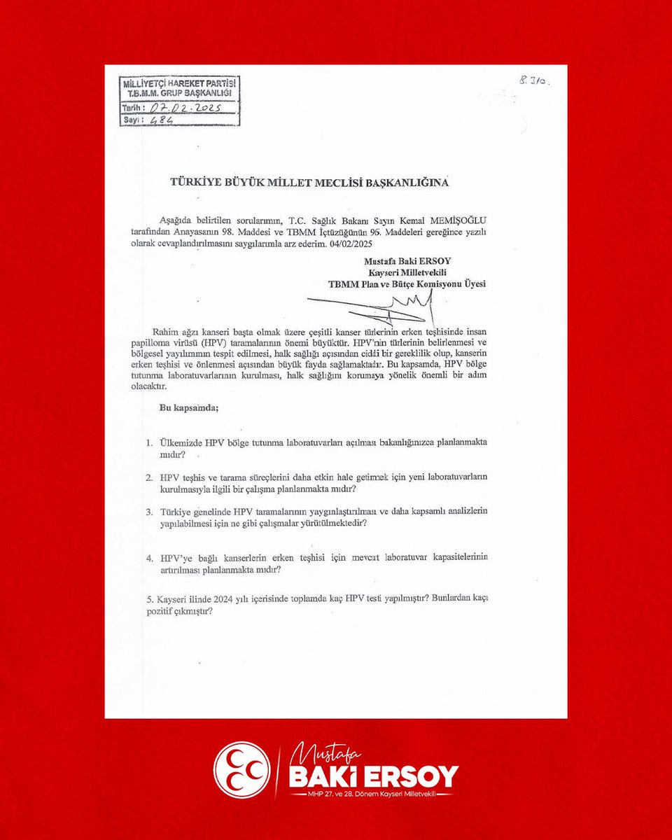 Hayırlı Olsun Kayserim!

7 Şubat 2025 tarihinde Sağlık Bakanlığı’na verdiğimiz soru önergemiz, Bakanlığımız tarafından olumlu değerlendirilmiş ve Kayseri’de Bölgesel HPV Tarama Laboratuvarı açılması kararlaştırılmıştır.

Rahim ağzı kanseri ile mücadelede kritik bir adım olacak