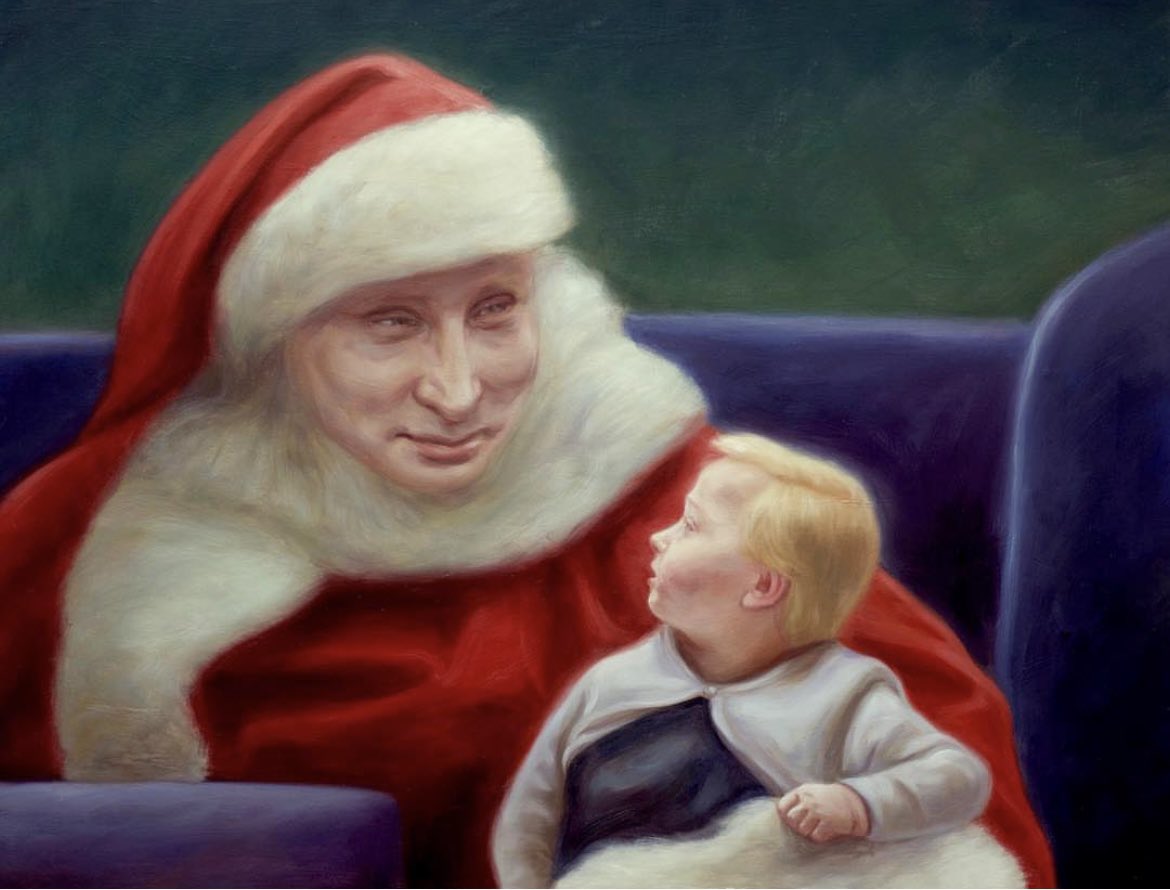 This painting is from 2018, ” No Presents ”, oil on board, 50 x 65 cm. #ukraine #ukraina #slavaukraini #stopputin #warcriminal #trump #art #oilpainting #christmas #presents #figurativepainting #contemporaryart #ArtistOnX #artistsontwitter