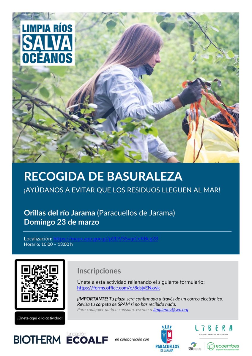 Ayto. Paracuellos (@aytoparacuellos) on Twitter photo 🗓️ El domingo 23 de marzo, nueva jornada del proyecto de limpieza del Jarama ‘Limpia ríos, salva océanos’
💧 Tiene como objetivo conservar los ecosistemas acuáticos y evitar que la basura llegue al mar
🔗 lc.cx/S2b8ZG
<a href="/ecoalf/">ECOALF</a> <a href="/Biotherm_es/">Biotherm_es</a> <a href="/CMA_SEOBirdLife/">CMA SEO/BirdLife</a> 🗓️ El domingo 23 de marzo, nueva jornada del proyecto de limpieza del Jarama ‘Limpia ríos, salva océanos’
💧 Tiene como objetivo conservar los ecosistemas acuáticos y evitar que la basura llegue al mar
🔗 lc.cx/S2b8ZG
<a href="/ecoalf/">ECOALF</a> <a href="/Biotherm_es/">Biotherm_es</a> <a href="/CMA_SEOBirdLife/">CMA SEO/BirdLife</a>