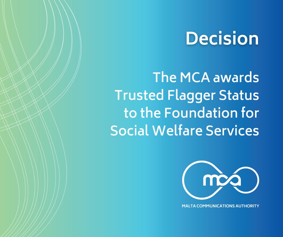 The MCA officially certified the FSWS as a Trusted Flagger under the DSA. This milestone marks a significant step in the ongoing effort to foster a safer digital environment for minors. Access the decision here: mca.org.mt/decision-dsa-t…