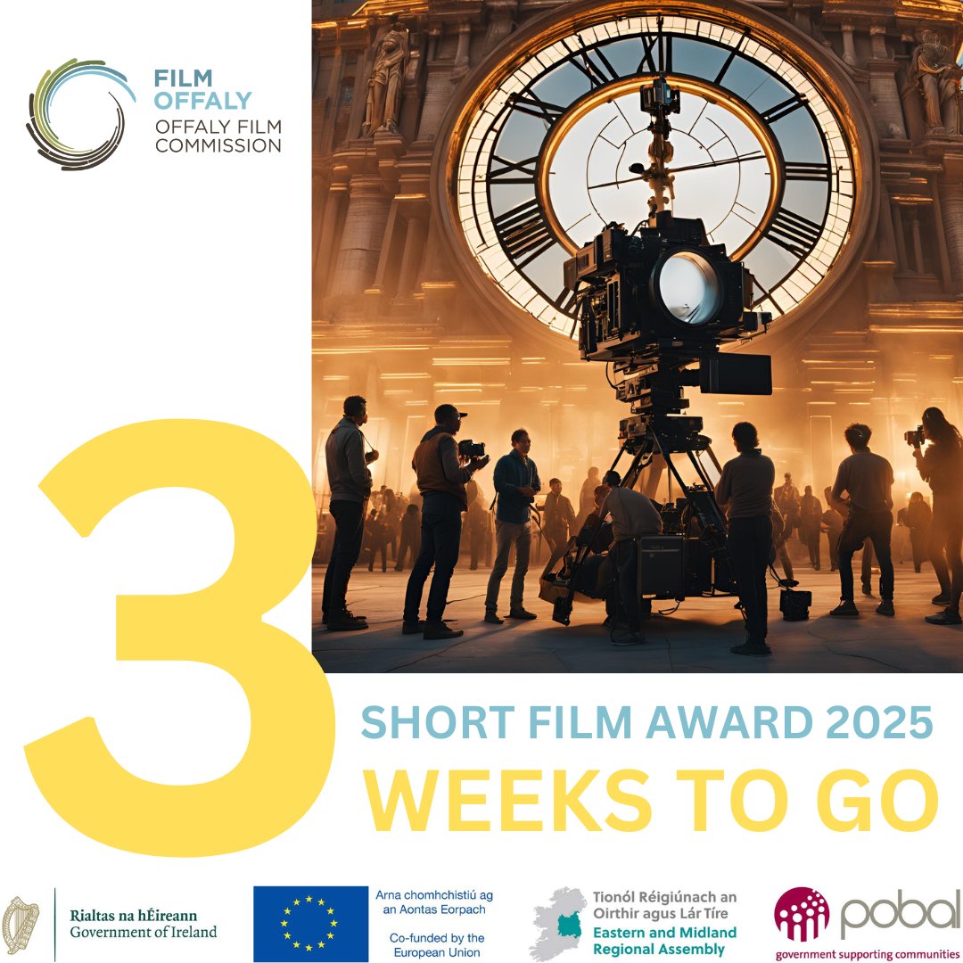 There's three weeks left to enter the FilmOffaly Short Film Award 2025. Send us your scripts and you could receive script mentoring and €12,000 towards the cost of production. Check out filmoffaly.ie #shortfilms #filmawards #filmmaking #ScriptWriting