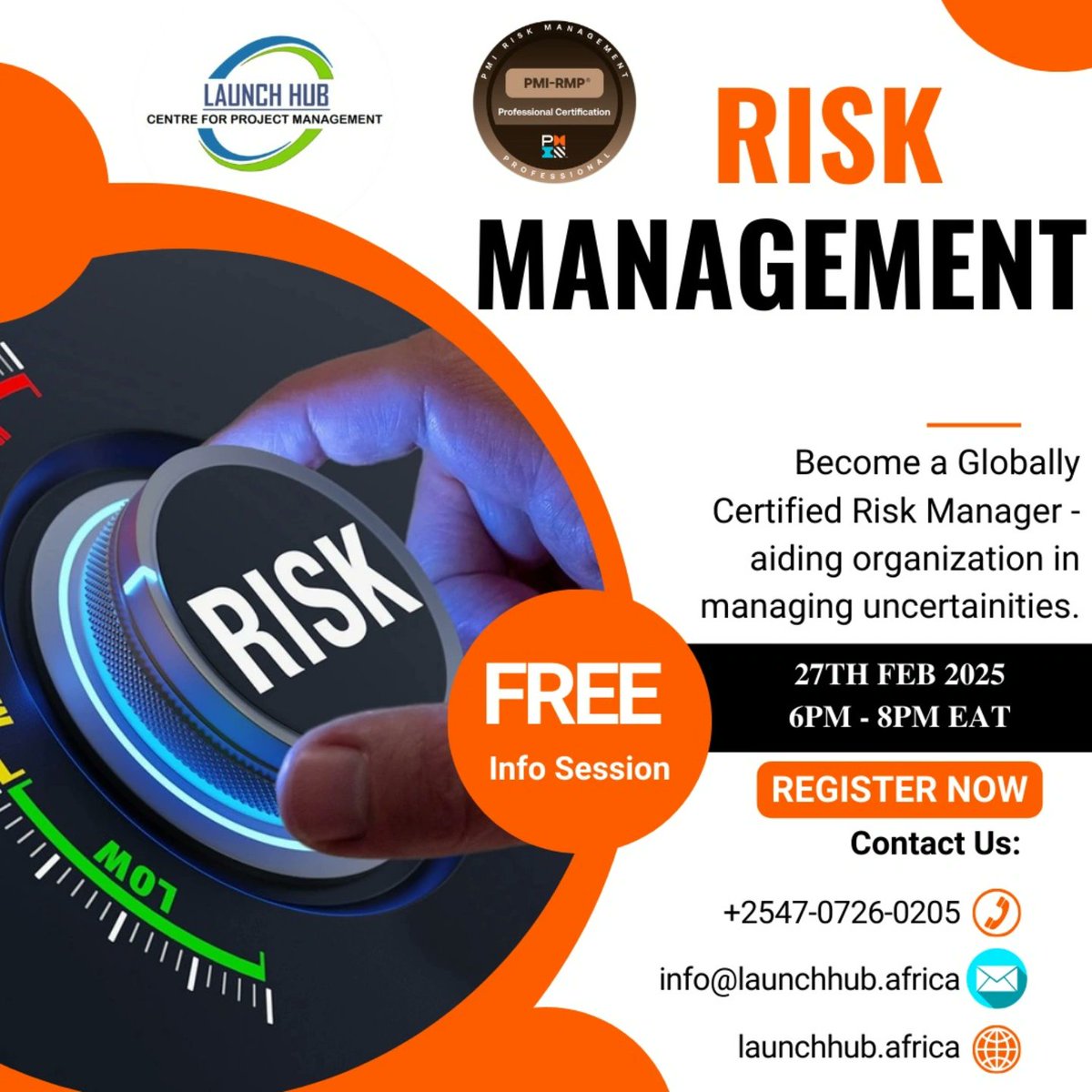 launchhubcfpm's tweet photo. Unlock Your Path to RISK MANAGEMENT PROFESSIONAL Certification: Free Risk Management Session!

Are you ready to elevate your project management skills? 

Register Now:
When: 27th February 2025
Time: 6pm - 8pm EAT

https://t.co/xAbr5zch9k

 𝑖𝑛𝑓𝑜@𝑙𝑎𝑢𝑛𝑐ℎℎ𝑢𝑏.𝑎𝑓𝑟𝑖𝑐𝑎 https://t.co/Rap7ZGD4LQ
