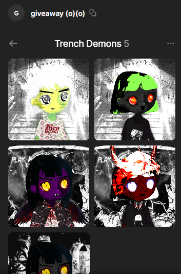 of course its them

the collection you wish you got into early.

the nft you wish you didnt jeet at a 1 sol floor.

heres your chance to own one. 

5 <a href="/Trench_Demons_/">Trench Demons</a> 

5 opportunities.

15 minutes.

drop your wallets.

GOOD LUCK!