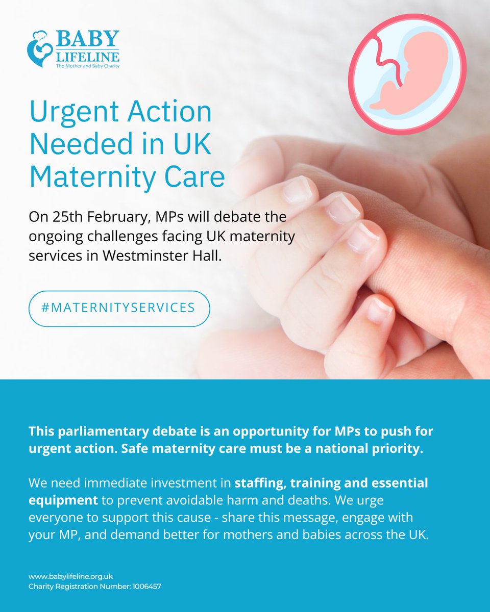 🚨 Maternity services are at a turning point. This morning, MPs are debating how to make maternity services better and more sustainable. Now is the time to push for real change.

📢 Share this post. Tag your MP. Be part of the conversation.

#MaternitySafety #WestminsterDebate