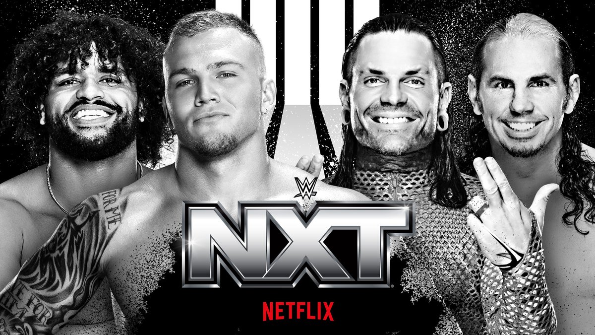 WWEAustralia's tweet photo. Today on #WWENXT
🙌 NQCC battle The Hardy Boyz
🔥 @Steph_Vaquer vs. @karmen_wwe for the Women's #NATitle
👊 @WWEJeVonEvans & @starkmanjones vs. @OfficialEGO & @WesLee_WWE
👀 @TheMooseNation vs. @LexisKingWWE - @ThisIsTNA X-Division Championship Match
Tune in LIVE 12pm (AEDT) on @netflixanz! #WWEAustralia