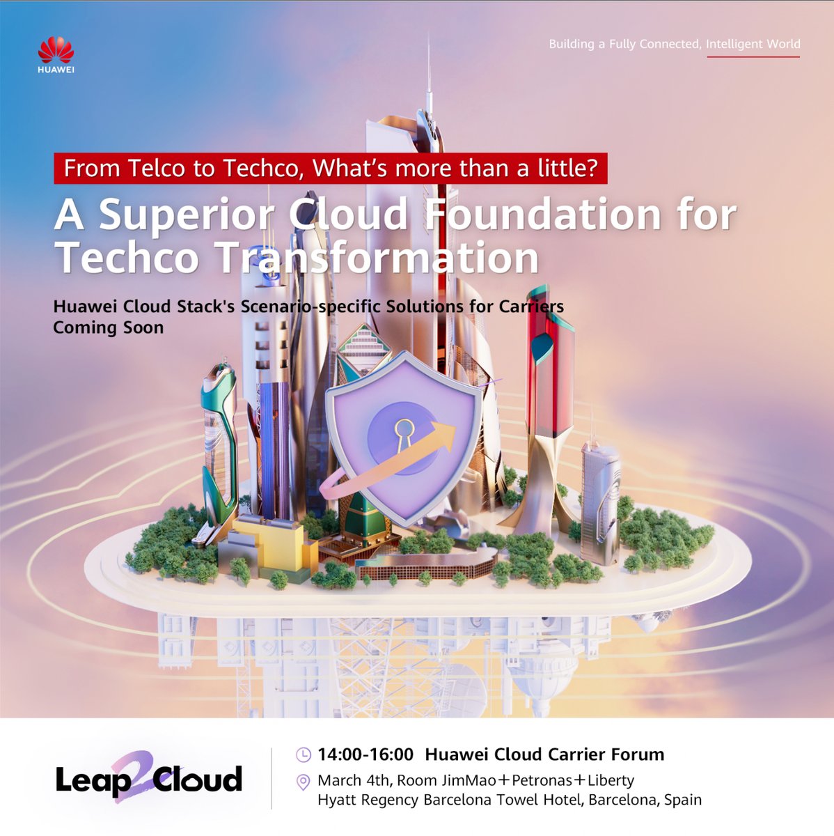HuaweiCloud1's tweet photo. 🚀From telco to #techco, what's more than a little? 

#HuaweiCloudStack is a superior cloud foundation for techco transformation. 

Discover Huawei Cloud Stack scenario-specific solutions for carriers on March 4 at #HuaweiCloud Carrier Forum at #MWC2025.
#Leap2Cloud https://t.co/boaPaj1YyW